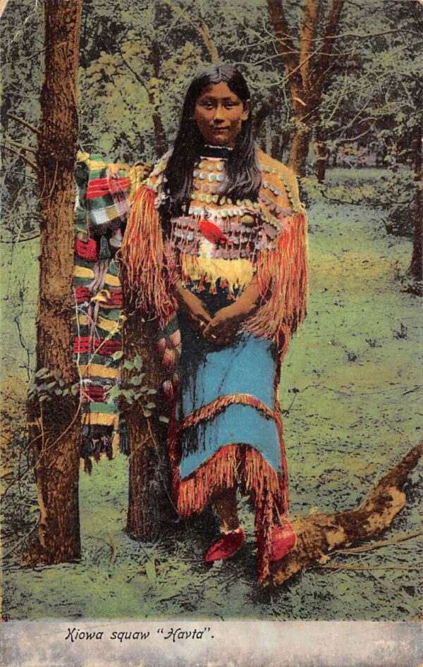 Kiowa Native American Indian Sqaw Girl Havta Vintage Postcard AA95982