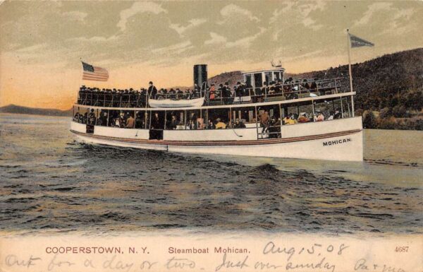 Cooperstown New York Steamboat Mohican Vintage Postcard AA95998