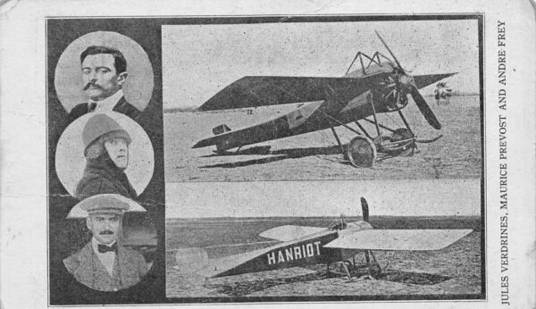 Hanroit Airplane Aviators Pilots Verdrines Prevost Frey Postcard AA96019