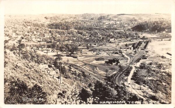 Harriman Tennessee Birds Eye View Real Photo Vintage Postcard AA96021