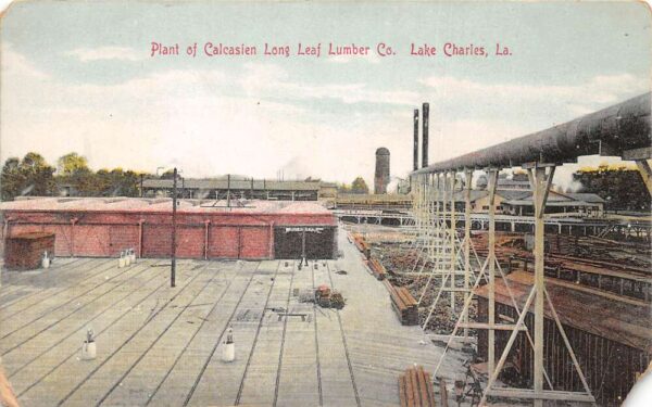 Lake Charles Louisiana Calcasien Long Leaf Lumber Co Plant Postcard AA96041