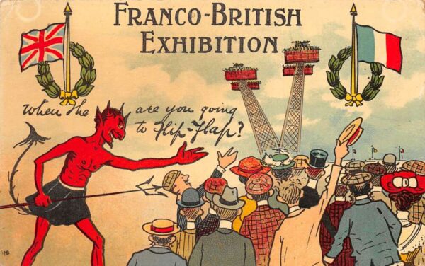 Franco British Expo Devil Flip Flap Ride Amusement Vintage Postcard AA96117