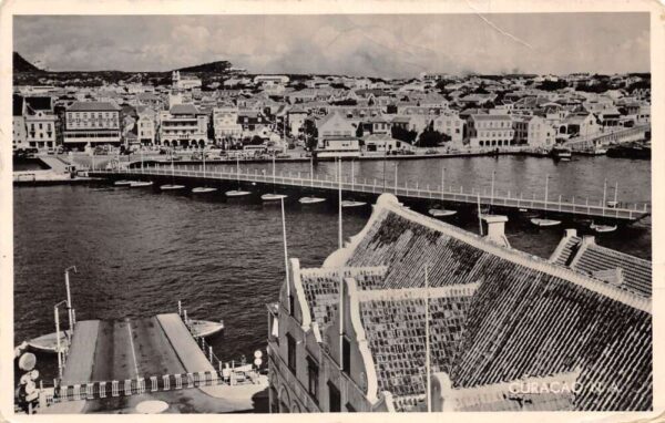 Willemstad Curacao Pontoon Bridge Scenic View Real Photo Postcard AA96123