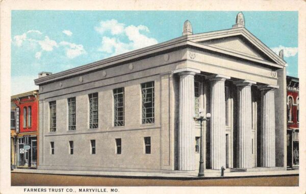 Maryville Missouri Farmers Trust Co Bank Vintage Postcard AA96127