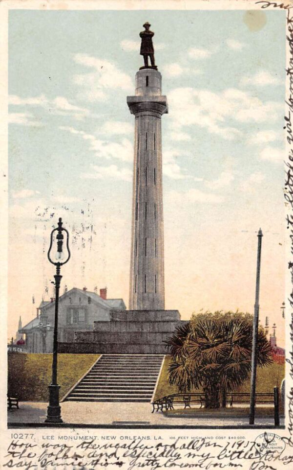 New Orleans Louisiana Lee Monument Detroit Vintage Postcard AA96129