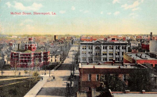 Shreveport Louisiana McNeil Street Birds Eye View Vintage Postcard AA96135