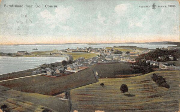 Burntisland Scotland Birds Eye View from Golf Course Vintage Postcard AA96141