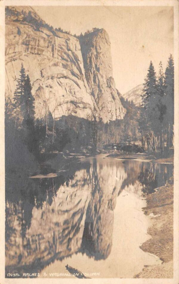 Yosemite California Royal Arches Washington Column Real Photo Postcard AA96143