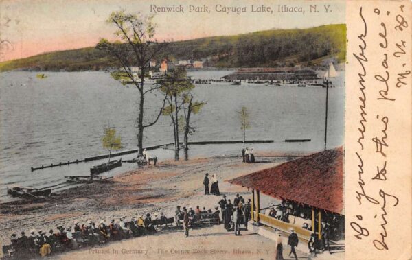 Ithaca New York Cayuga Lake Renwick Park Vintage Postcard AA96157