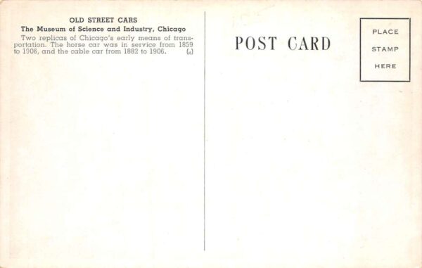 Chicago Illinois Museum of Science and Industry Trolley Car Postcard AA96186 - Image 2