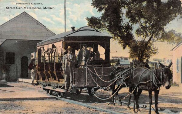 Matamoros Mexico Mule Trolley Street Car Vintage Postcard AA96206