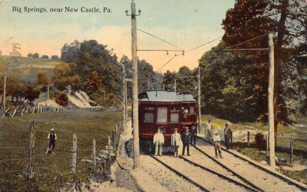 New Castle Pennsylvania Big Springs Trolley Car Vintage Postcard AA96212