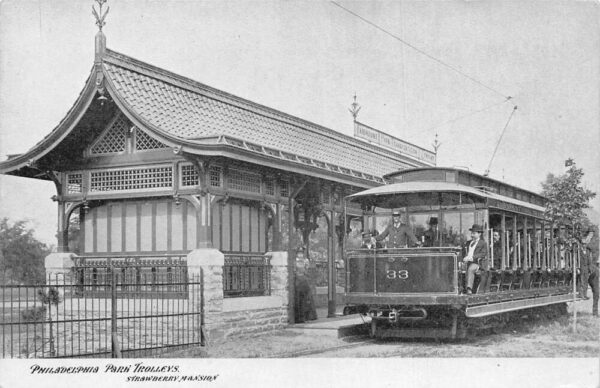 Philadelphia Pennsylvania Strawberry Mansion Trolley Station Postcard AA96230