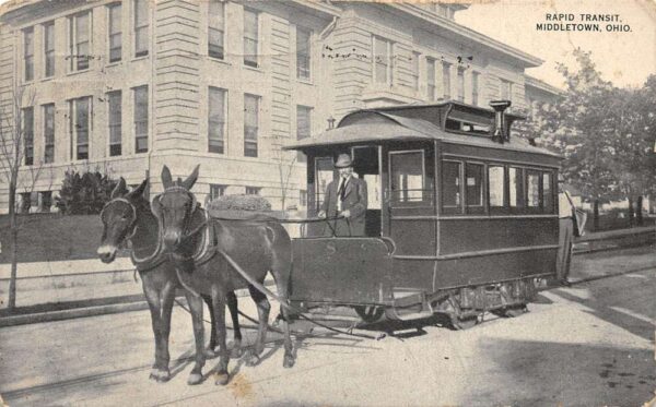 Middletown Ohio Rapid Transit Horse Trolley Vintage Postcard AA96239