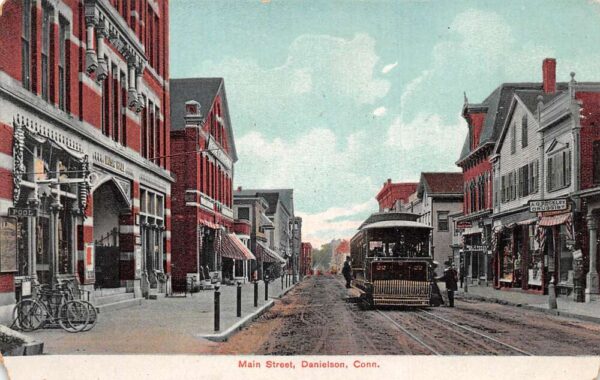 Danielson Connecticut Main Street Trolley Car Vintage Postcard AA96240