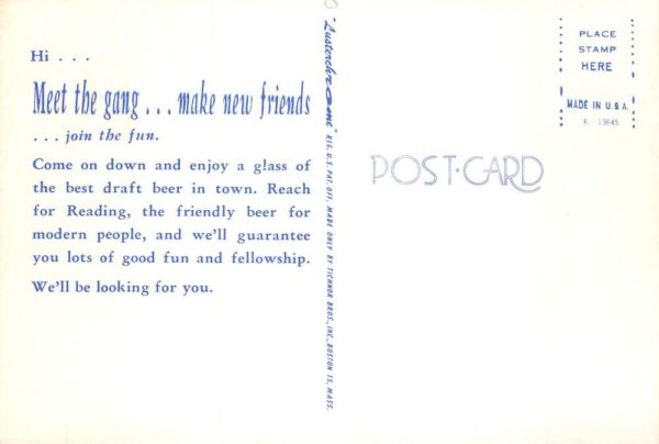 Reading Draft Beer Men Drinking in Bar Advertising Vintage Postcard AA96244 - Image 2