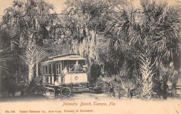 Tampa Florida Palmetto Beach Trolley Car and Bicycle Postcard AA96257