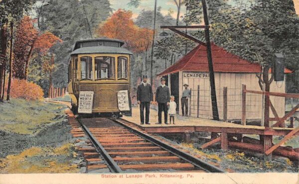 Kittanning Pennsylvania Lenape Park Trolley Station Vintage Postcard AA96268