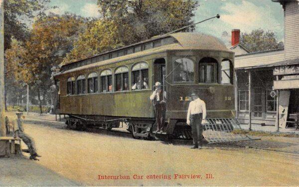 Fairview Illinois Interurban Trolley Car Vintage Postcard AA96281