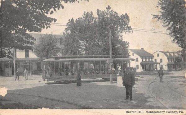 Barren Hill Pennsylvania Montgomery County Trolley Car Vintage Postcard AA96289