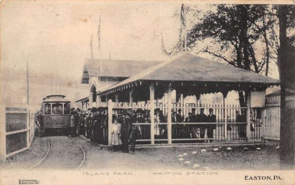 Easton Pennsylvania Island Park Trolley Station Vintage Postcard AA96291