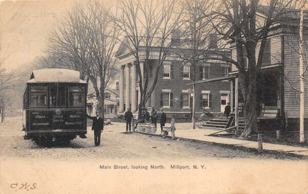 Millport New York Main Street Looking North Trolley Postcard AA96292