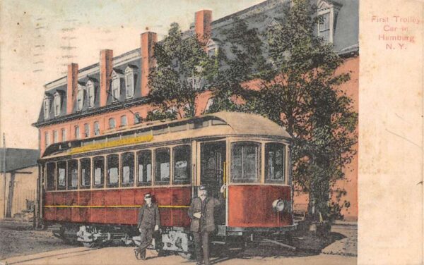 Hamburg New York First Trolley Street Car Vintage Postcard AA96293