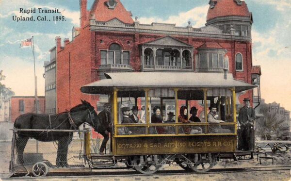 Upland California Rapid Transit Horse Trailer on Trolley Postcard AA96298