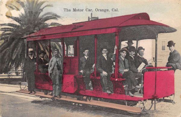 Orange California Motor Trolley Car Vintage Postcard AA96300