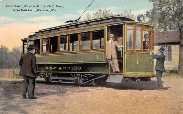 Mexico Missouri Mexico Santa Fe Perry Traction Trolley Vintage Postcard AA96305