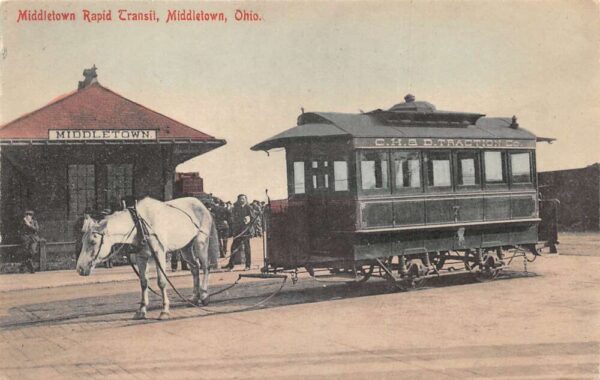 Middletown Ohio Rapid Transit Horse Trolley Vintage Postcard AA96314