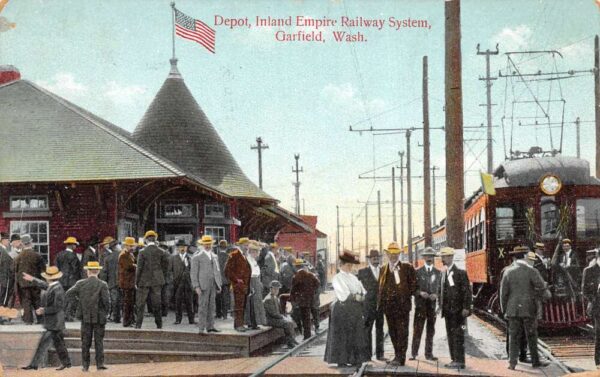 Garfield Washington Inland Empire Railway Depot Train Station Postcard AA96319