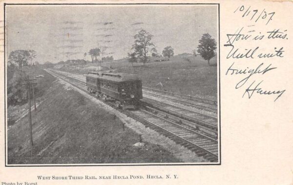 Hecla New York West Shore Third Rail Trolley Car Vintage Postcard AA96321