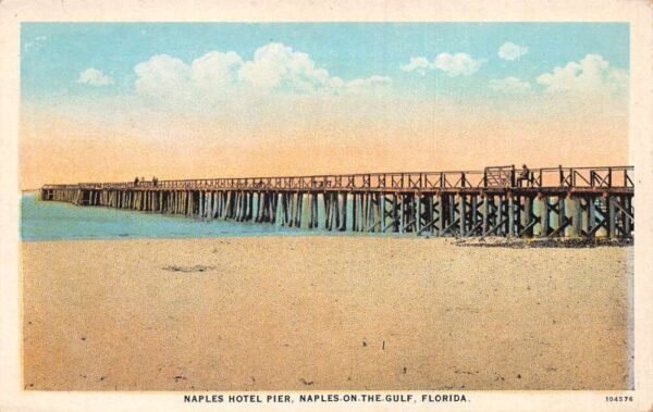 Naples on the Gulf Florida Naples Hotel Beach and Pier Vintage Postcard AA96336