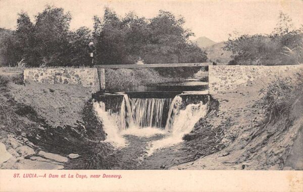 Dennery St Lucia Dam at La Caye Scenic View Vintage Postcard AA96356