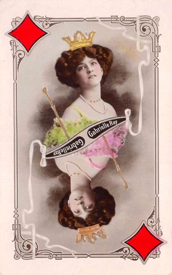 Gabrielle Ray Actress Dancer Diamond Playing Card Tinted Real Photo PC AA96371