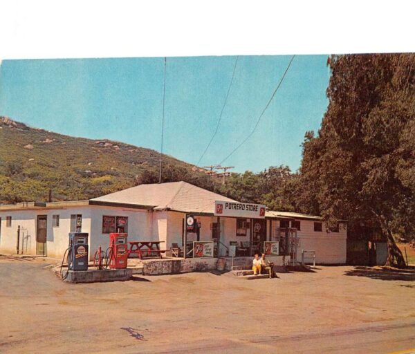 Potrero California Old Potrero Store Gas Station 7Up Soda Sign Postcard AA96378