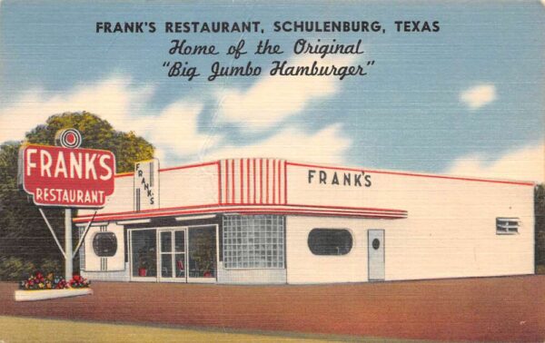 Schulenburg Texas Frank's Restaurant Linen Vintage Postcard AA96380