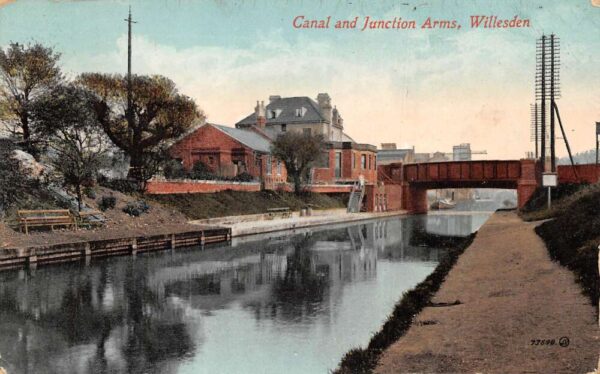 Willesden England Canal and Junction Arms Scenic View Vintage Postcard AA96400