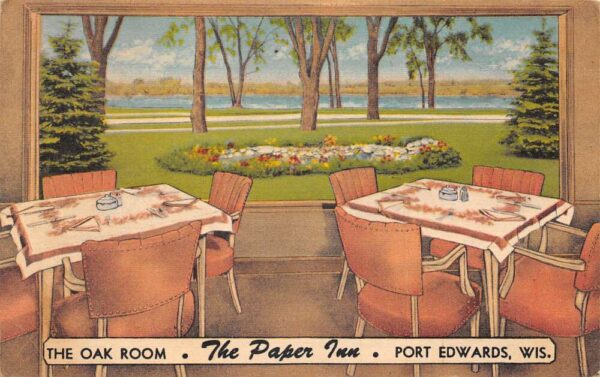 Port Edwards Wisconsin The Paper Inn Oak Room Vintage Postcard AA96418