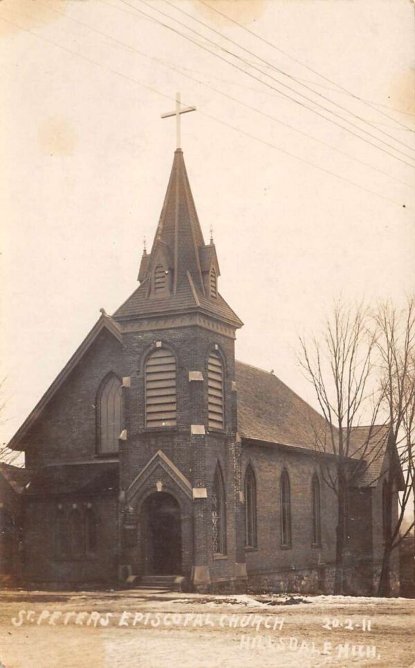 Hillsdale Michigan St Peters Episcopal Church Real Photo Postcard AA96422