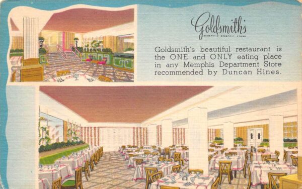 Memphis Tennessee Goldsmiths Restaurant Dining Room Vintage Postcard AA96425