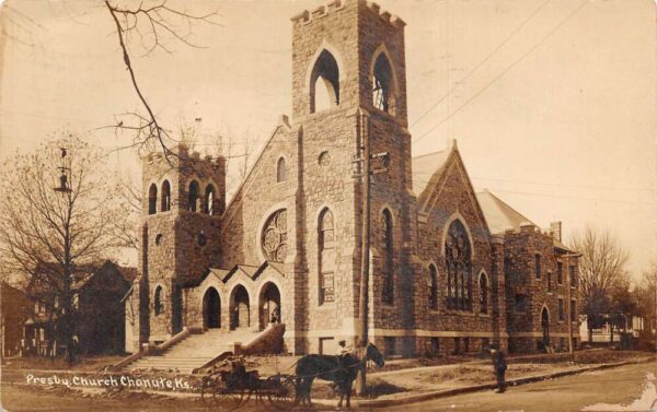 Chanute Kansas Presbyterian Church Real Photo Vintage Postcard AA96432