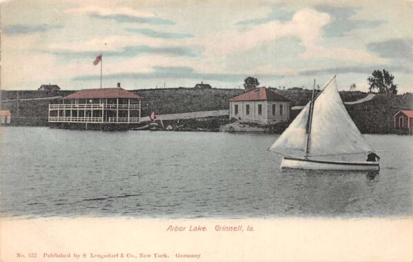 Grinnell Iowa Arbor Lake Sailboat Vintage Postcard AA96528