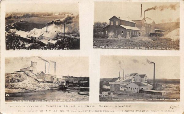 Blue Rapids Kansas Gypsum Plaster Mills Multiview Real Photo Postcard AA96548