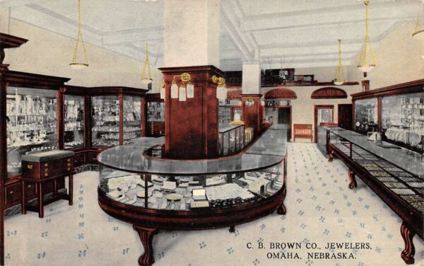 Omaha Nebraska CB Brown Jewelers Interior Vintage Postcard AA96558