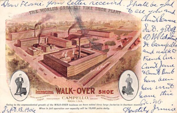 Campello Massachusetts Intl Walk Over Shoe Factory Vintage Postcard AA96566