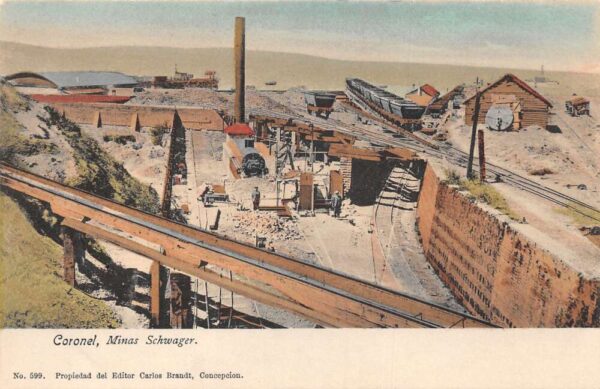 Coronel Chile Minas Schwager Mine Vintage Postcard AA96594