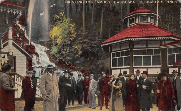 Shasta Springs California People at the Spring Vintage Postcard AA96609