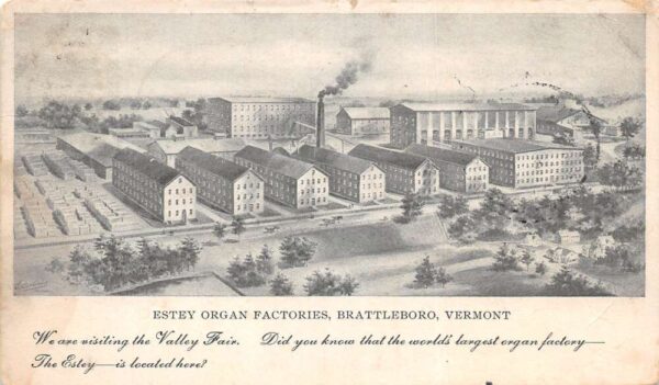 Brattleboro Vermont Estey Organ Factories Vintage Postcard AA96618